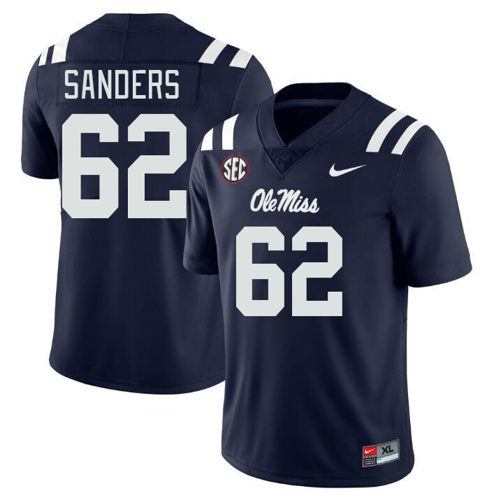 Men #62 Brycen Sanders Ole Miss Rebels College Football Jerseyes Stitched Sale-Navy